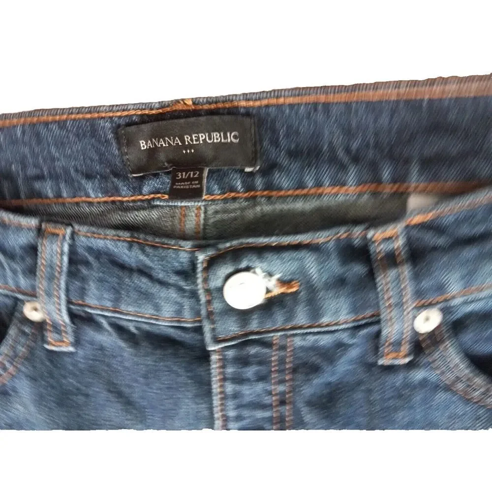 Banana Republic Navy Blue Jeans Mens 36X40‎ Inseam 29 Tapered Fit Athleisure